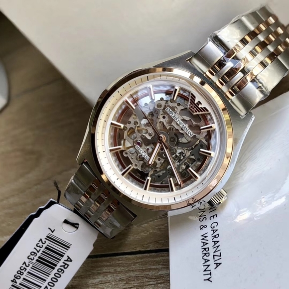 New Emporio Armani Men's Meccanico Skeleton Dial Automatic Luxury Watch AR60002 - Picture 9 of 16